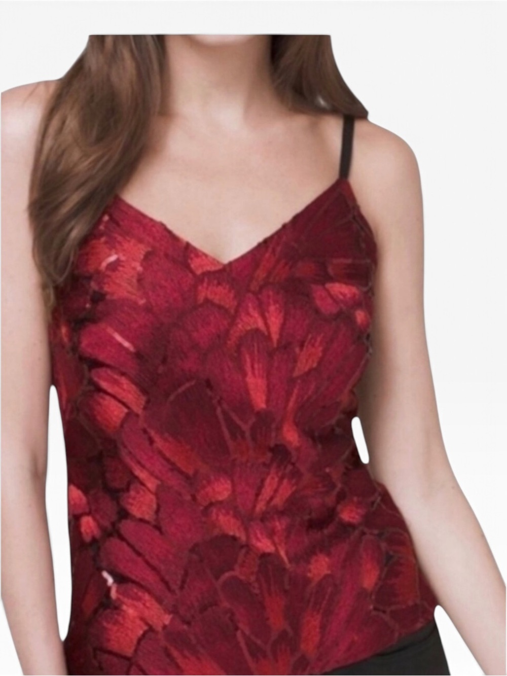 White House Black Market Burgundy Red Floral Sequin Cami